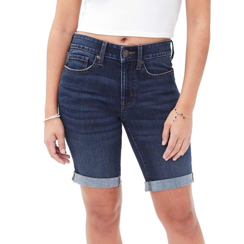 Aeropostale Premium Seriously Stretchy Mid-Rise Denim Bermuda Shorts